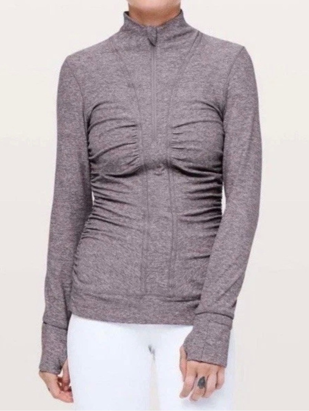 Lululemon Cypress Kiss 1/2 Zip Heathered Lunar Rock Womens 6 Long Sleeve Active
